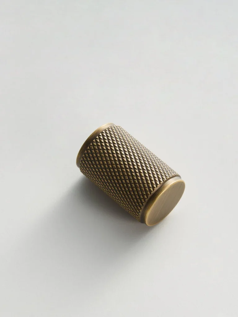 Antique brass knurled knob detail